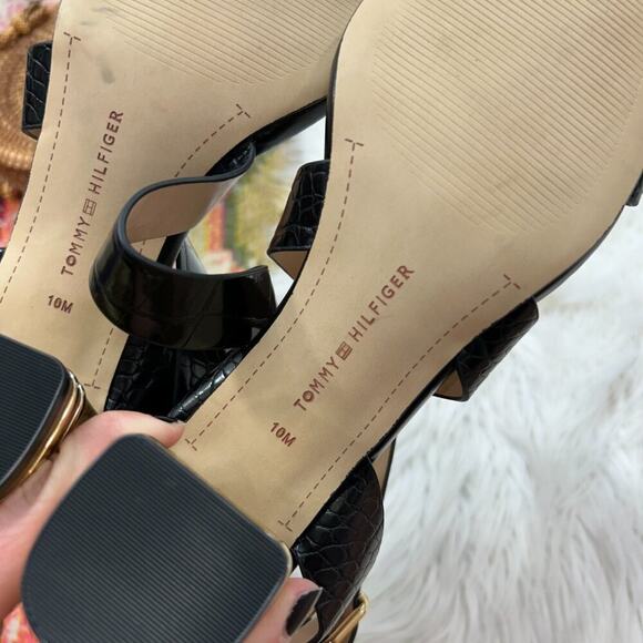 Tommy Hilfiger Neutral Black Strappy Ankle Strap Block Heels 10 - Picture 8 of 8
